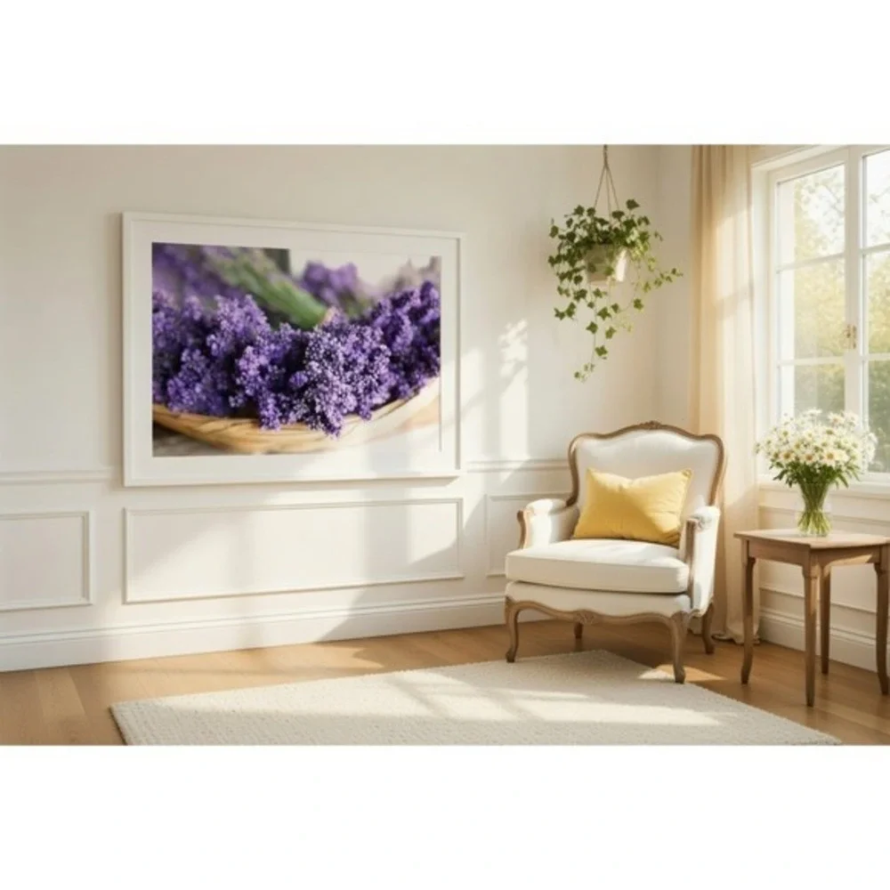Lavender Floral Photography Framed Wall Art Purple Botanical Print Size 5x7
